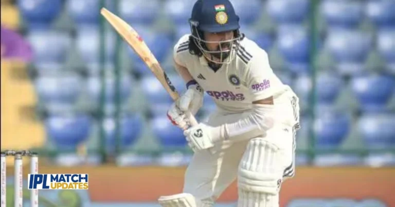 KL Rahul plays a shot on the final day of the second Test between India and West Indies