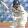 KL Rahul plays a shot on the final day of the second Test between India and West Indies